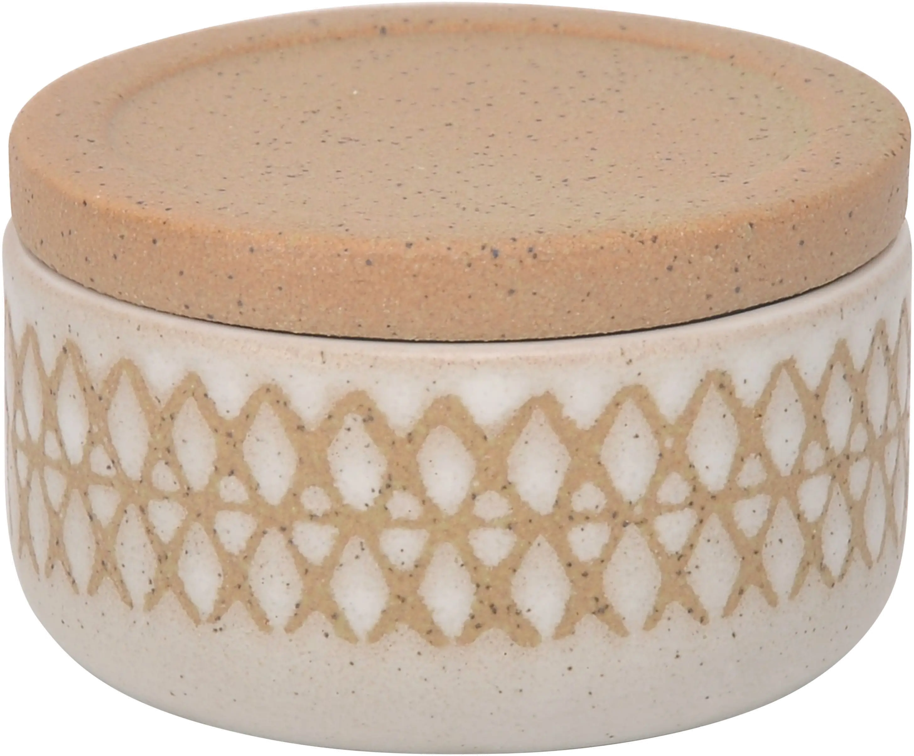 Sand Ceramic X-Design Lidded Jar-1