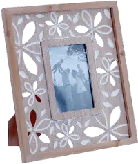 Light Brown Wood 5x7 Picture Frame with White Cut Outs