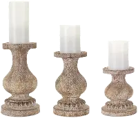 6  Brown Resin Candle Stick Holder - Zinnia