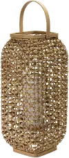 20 Inch Wicker and Glass Lantern - Reed