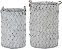Light Gray 25 Inch Wood Woven Basket