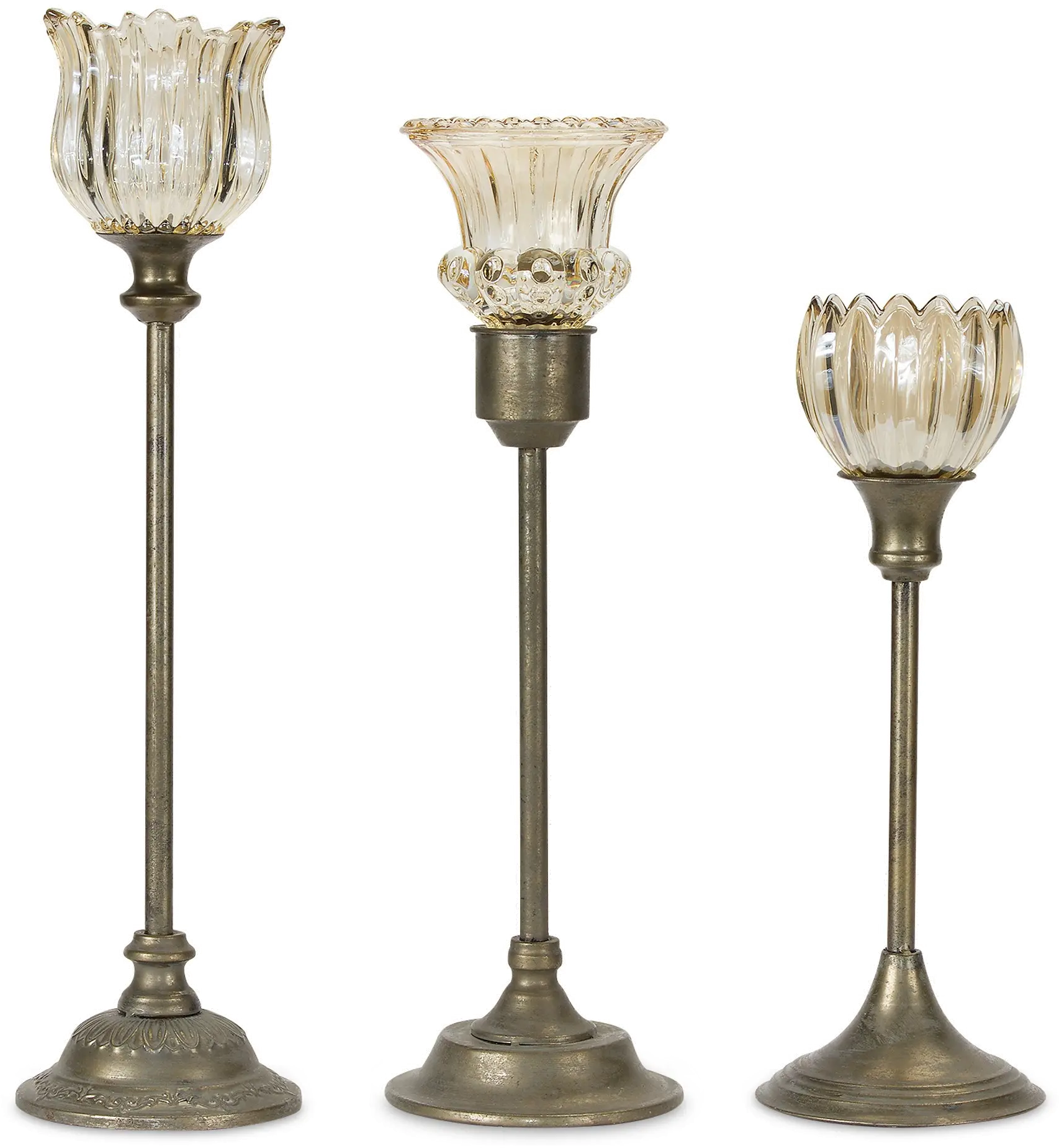 24  Glass and Metal Candleholder - Marigold-1