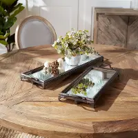 28  Iron Mirrored Tray - Ivory