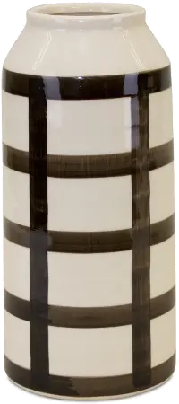 Cream and Brown Terra Cotta 10.5 Inch Vase - Windowpane