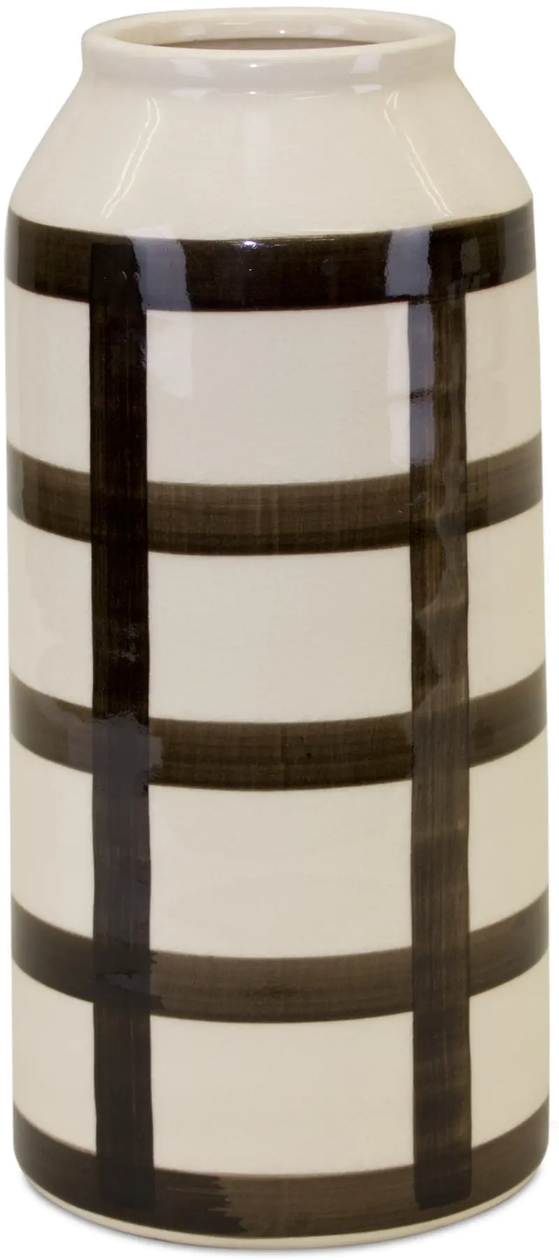 Cream and Brown Terra Cotta 10.5 Inch Vase - Windowpane