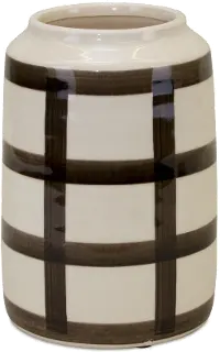 Cream and Brown Terra Cotta 8 Inch Vase - Windowpane