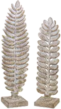 White and Brown 17 Inch Resin Fern Leaf on Stand