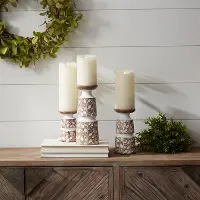 10  White Wash Resin Candle Holder - Orchard