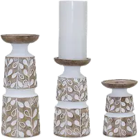 5  White Wash Resin Candle Holder - Orchard