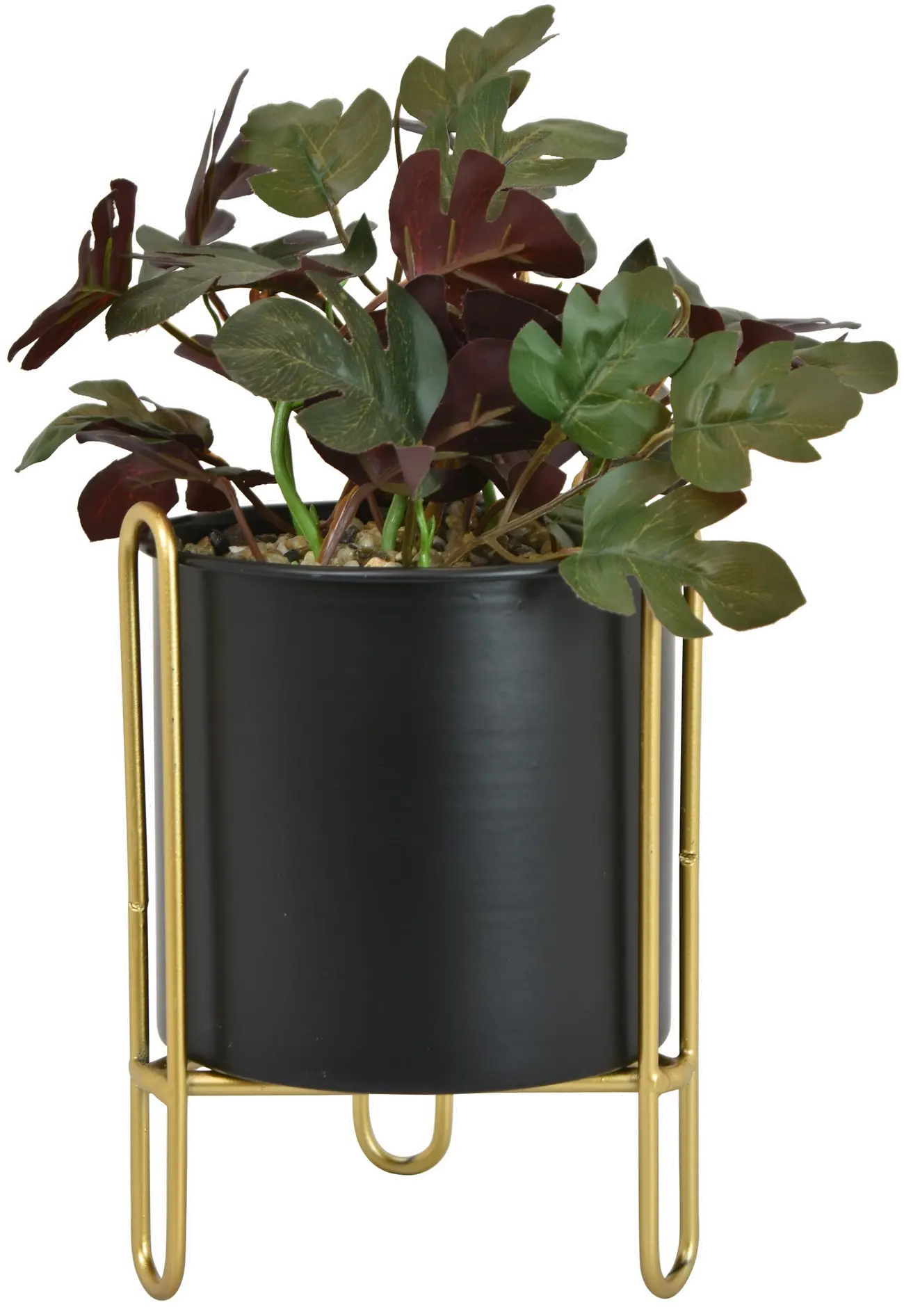 Multi Color Faux Plant in Black Planter with Metal Stand-1