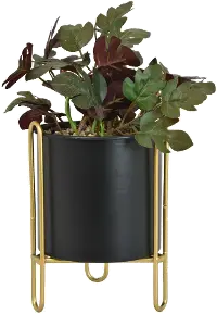 Multi Color Faux Plant in Black Planter with Metal Stand