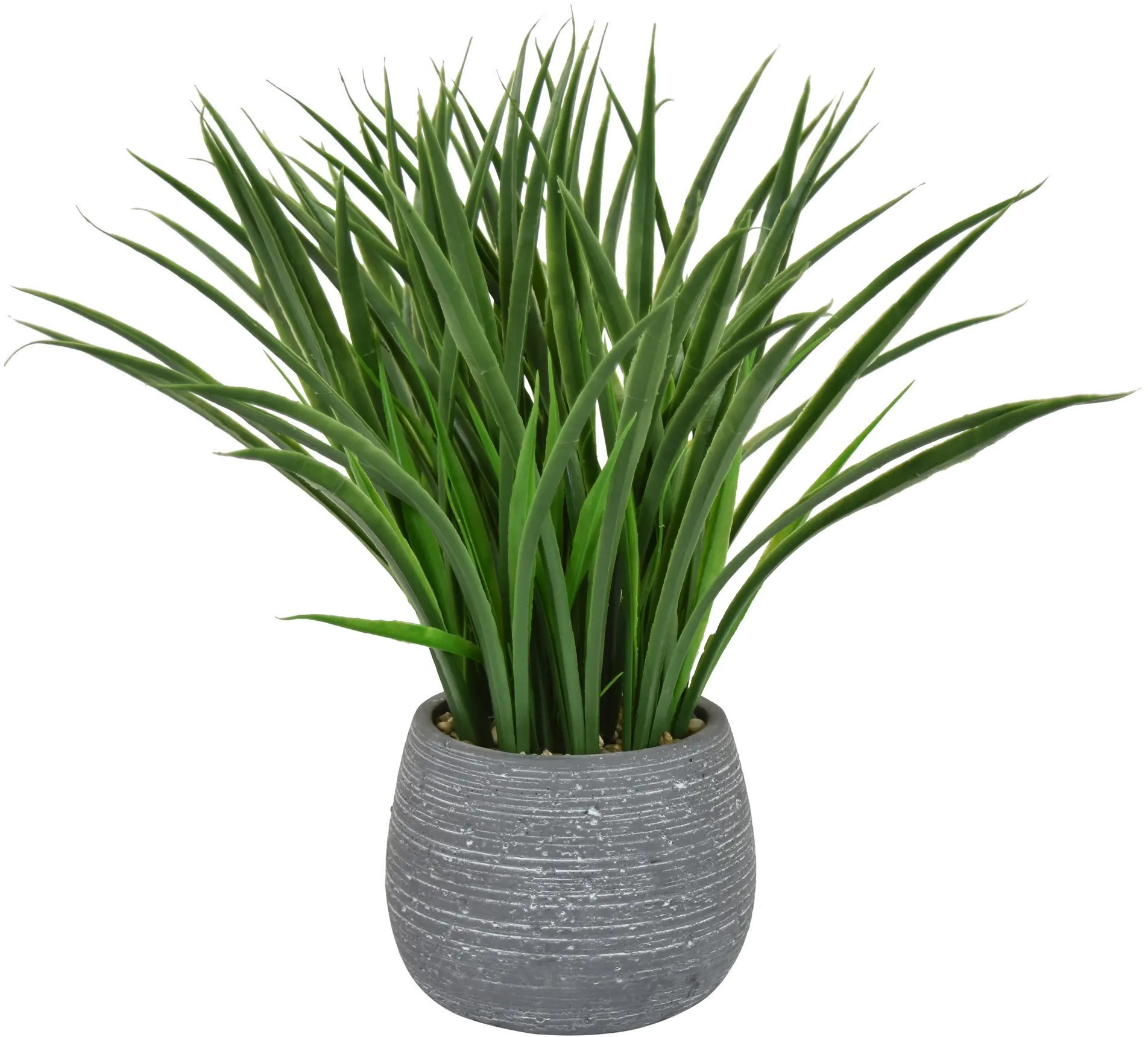 Faux Green Plant Arrangement in Gray Planter-1