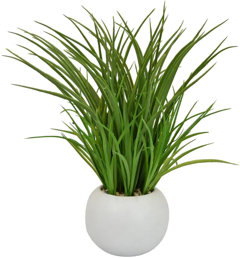 Green Faux Plant Arrangement in White Planter