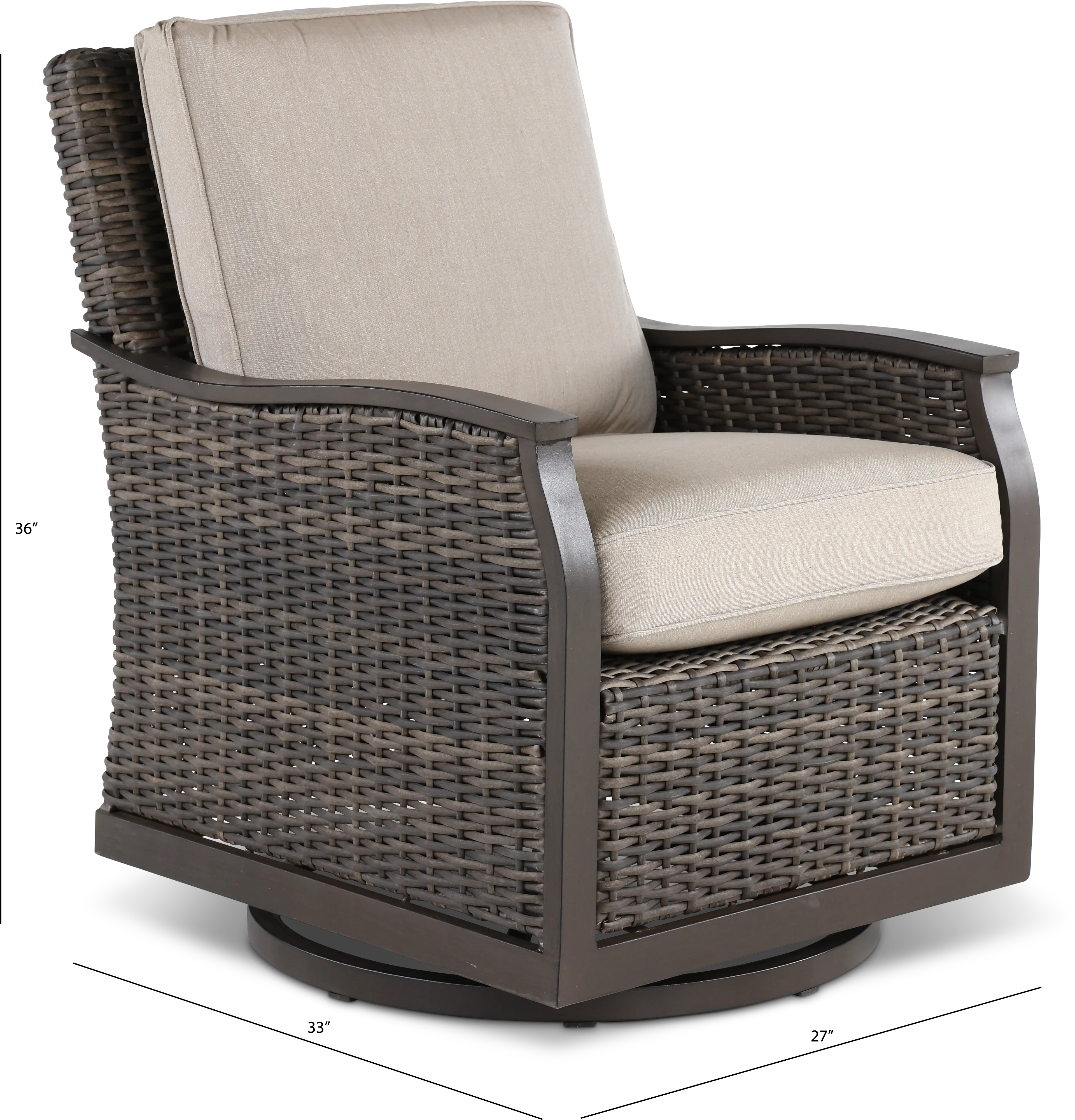 AGV04223PO6 Remy Patio Lounge Swivel Chair with Brown Outdura Fabric-3