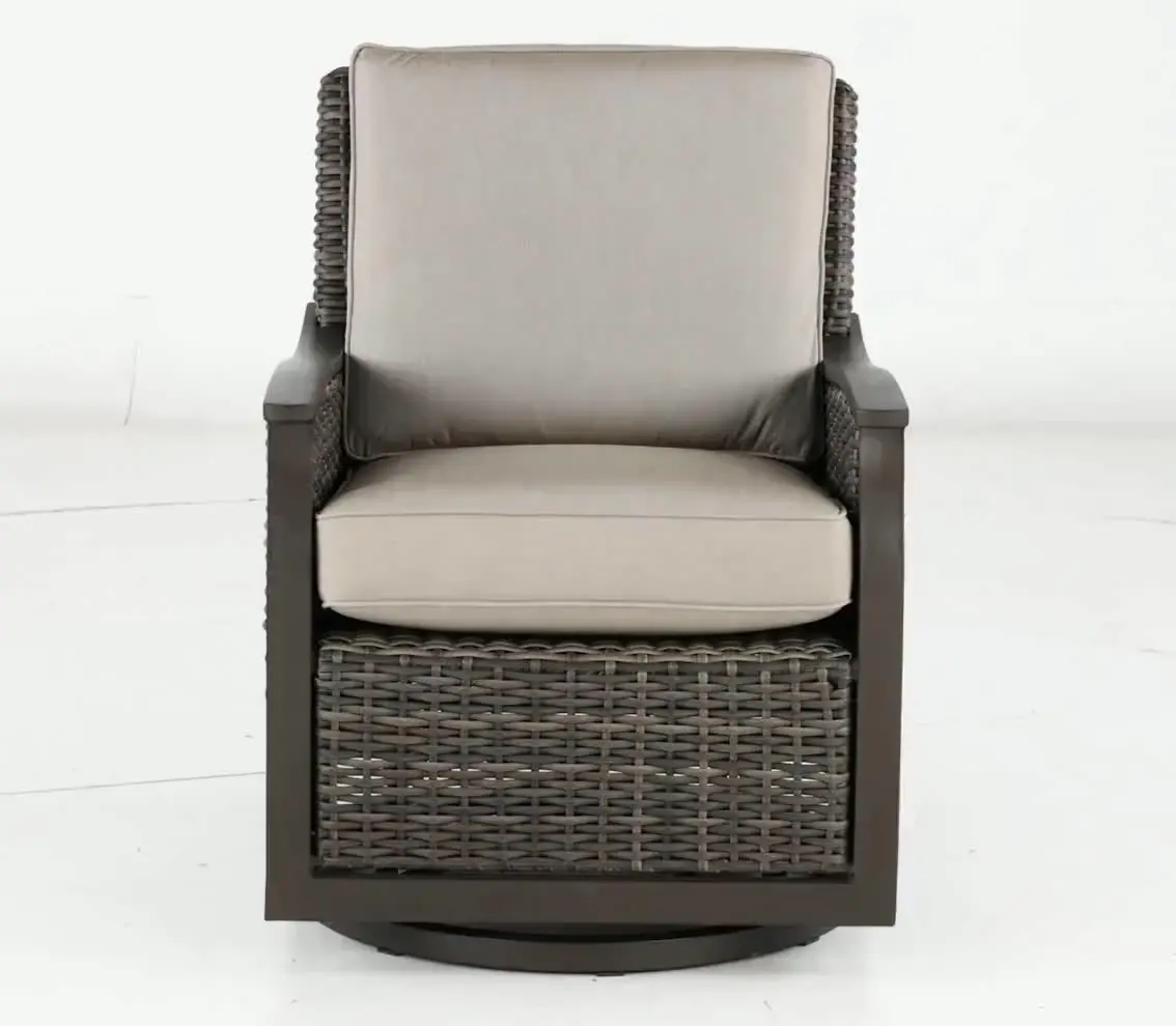 AGV04223PO6 Remy Patio Lounge Swivel Chair with Brown Outdura Fabric-5