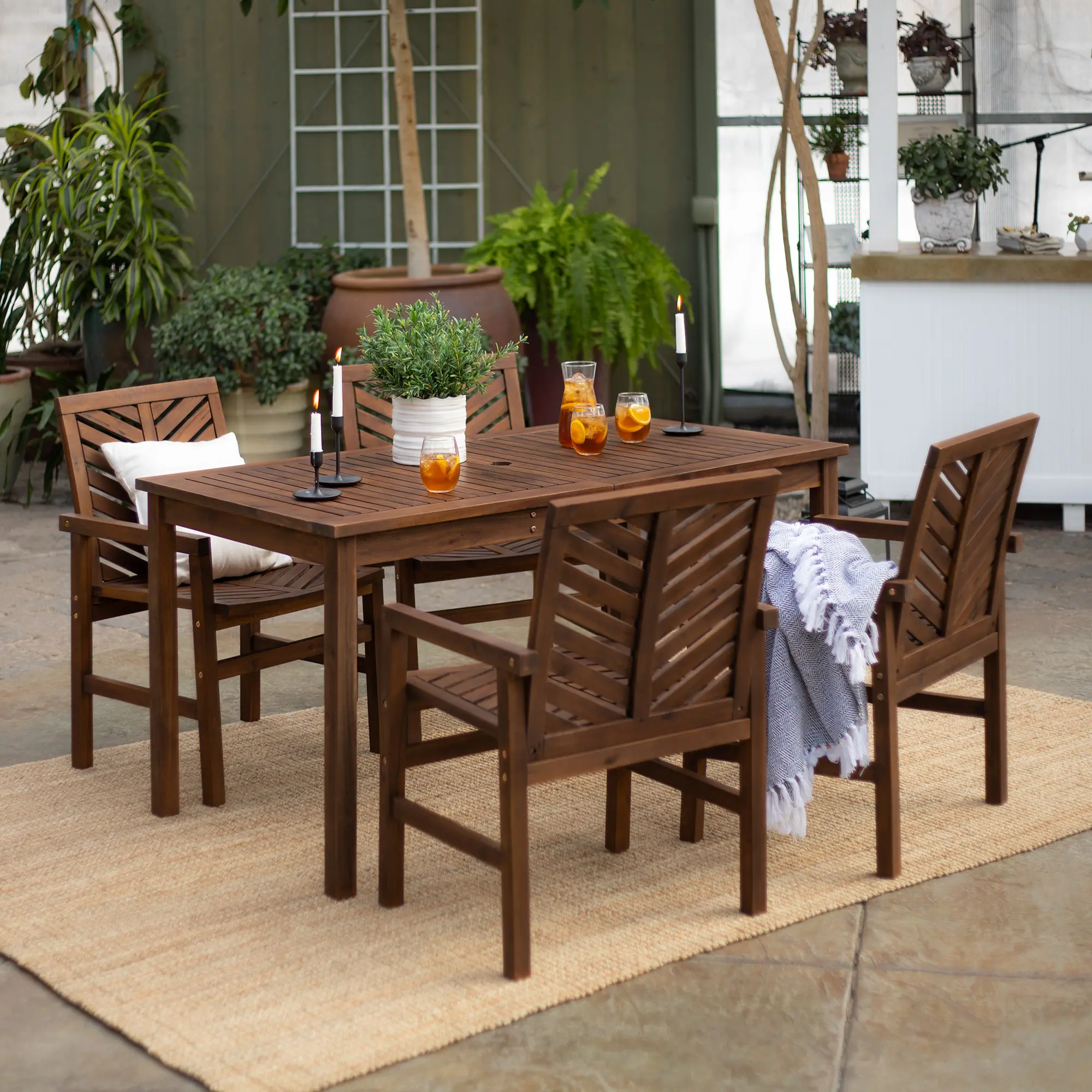 OW5DGVINDB Vincent 5 Piece Brown Patio Dining Set-2