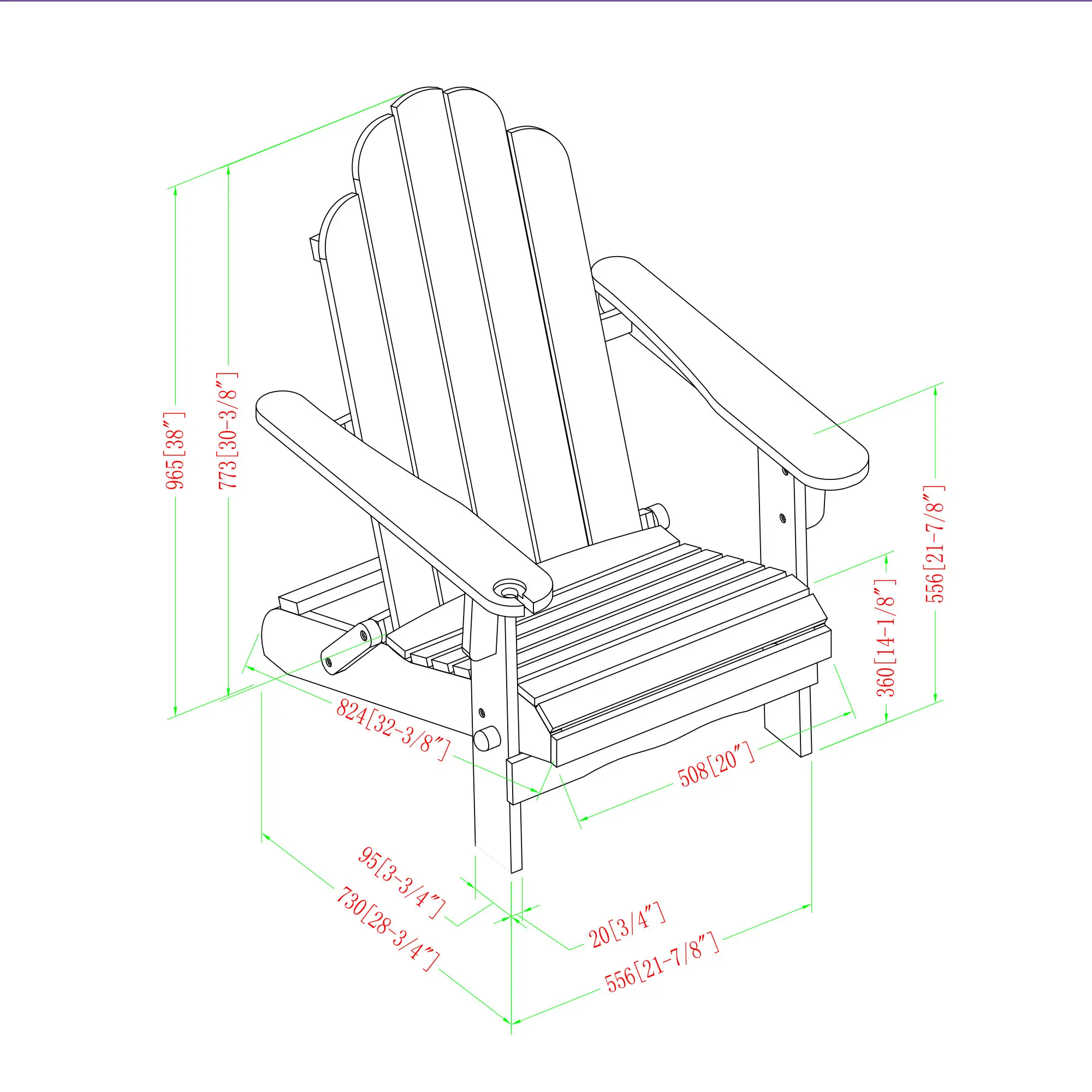 OWACKDBU Blue Adirondack Patio Chair with Glass Holder-3