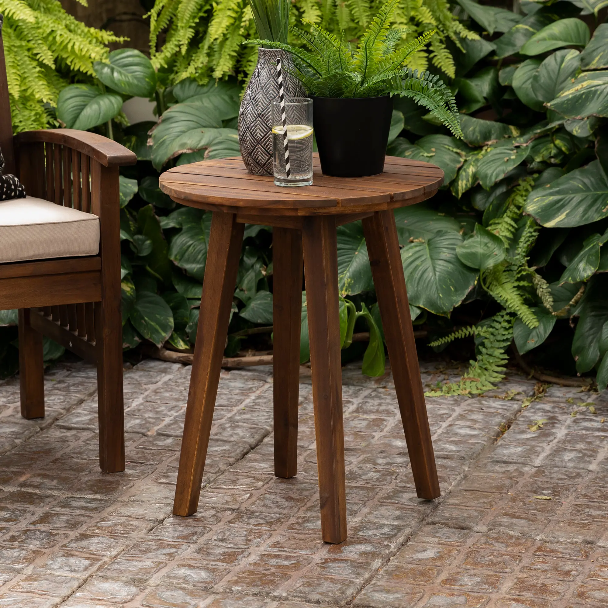 OWCLSTDB Dark Brown Round Patio Side Table - Walker Edison-2
