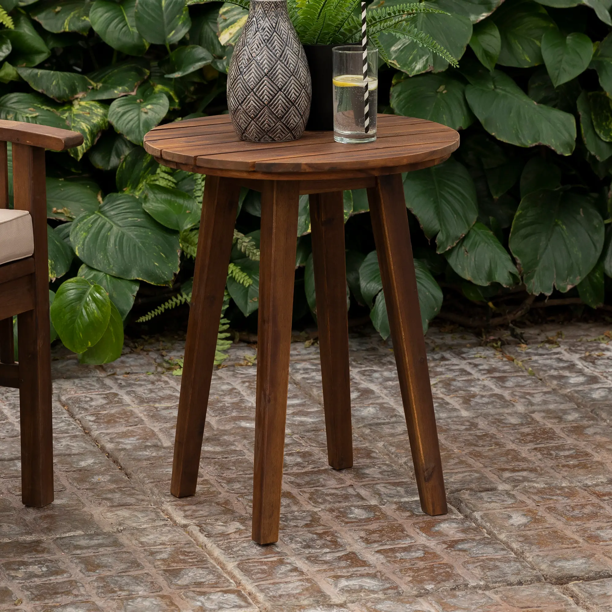 OWCLSTDB Dark Brown Round Patio Side Table - Walker Edison-3