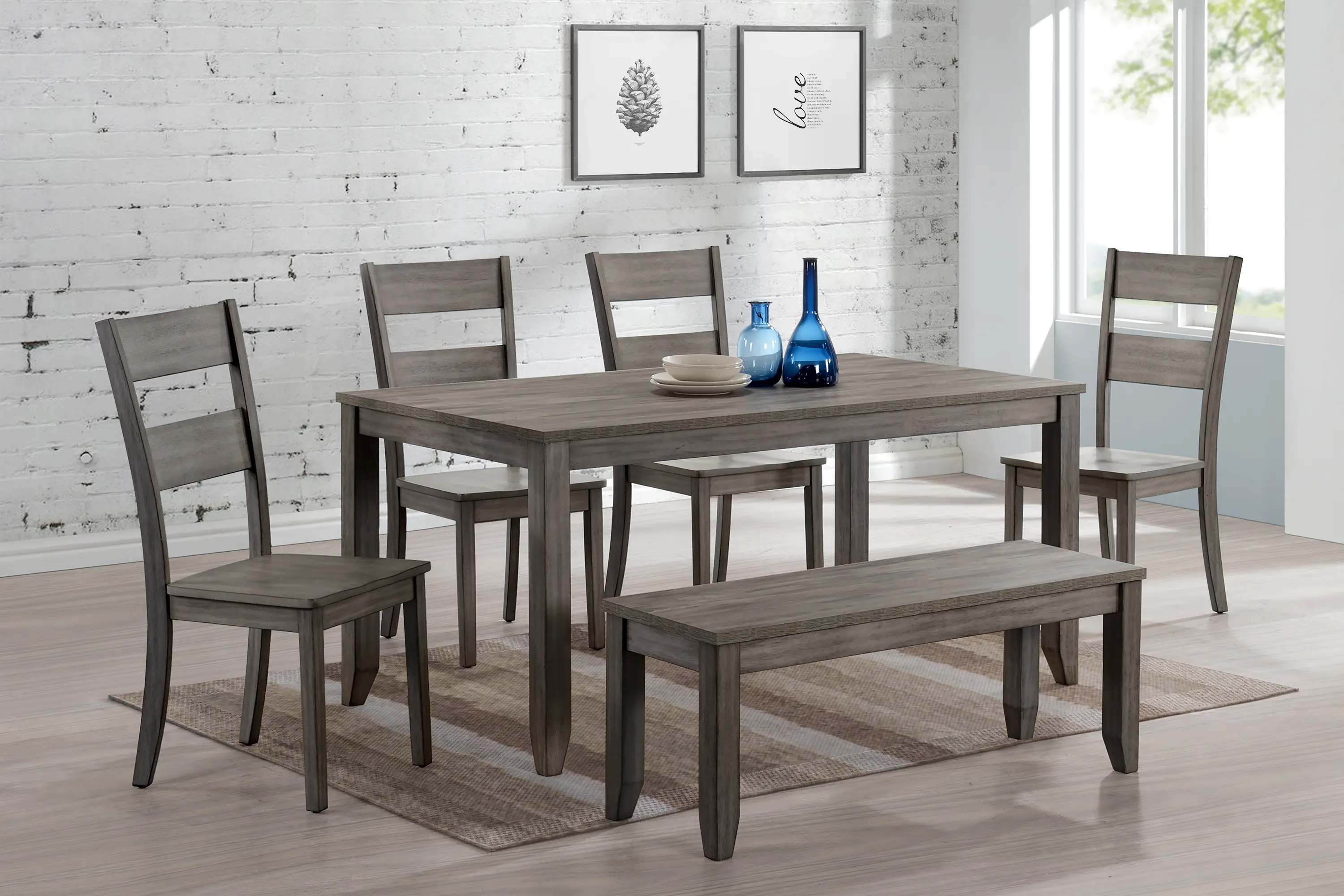 Weathered Gray 6 Piece Dining Room Set - Sean-1