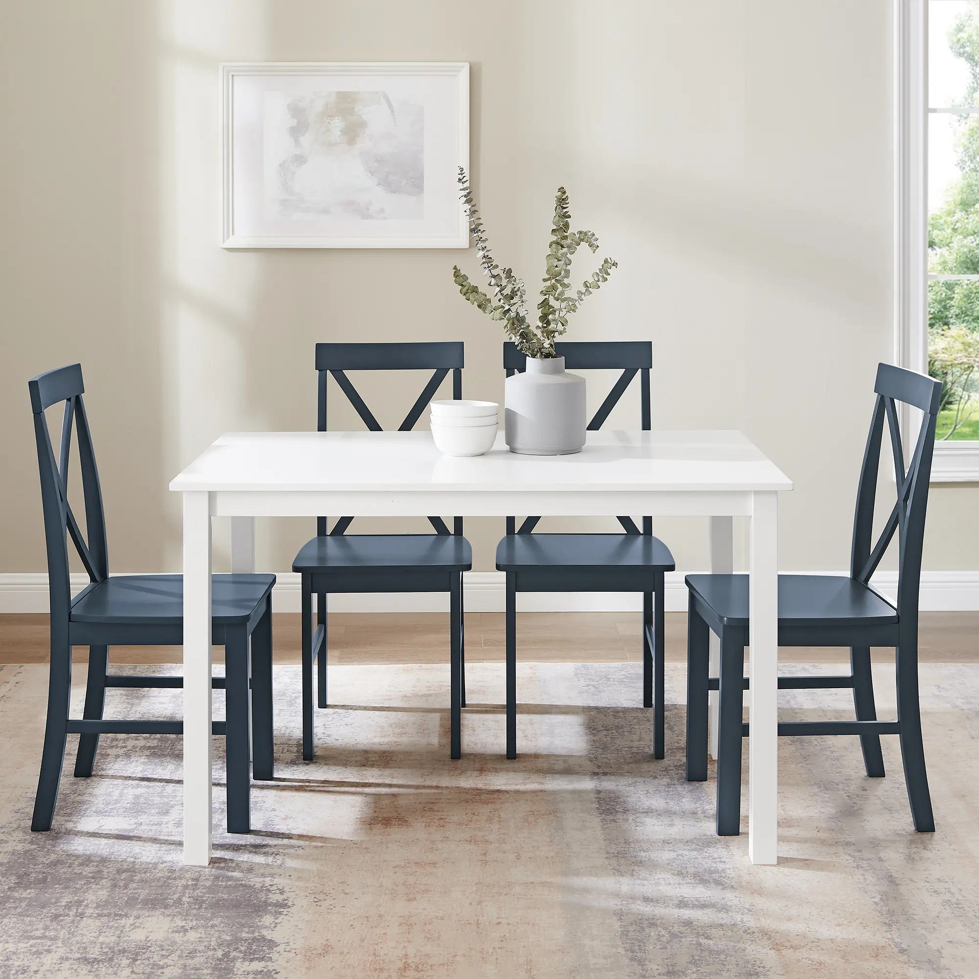 TW485PCXBBU McHale White and Navy 5 Piece Dining Room Set - Walker Edison-2