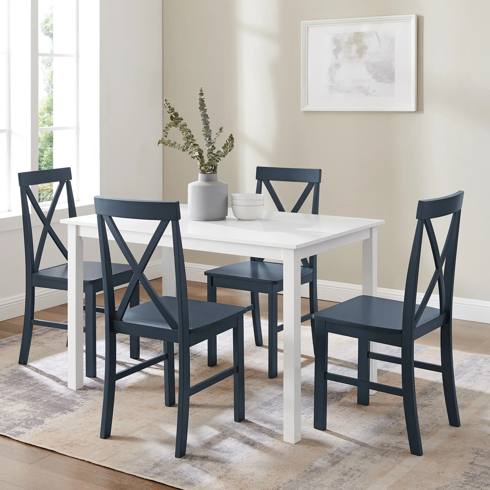 TW485PCXBBU McHale White and Navy 5 Piece Dining Room Set - Walker Edison-3