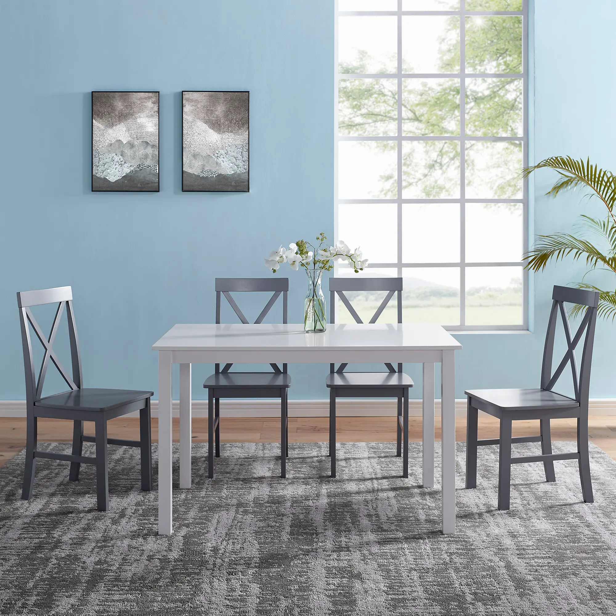 TW485PCXBGY McHale White and Gray 5 Piece Dining Room Set - Walker Edison-2