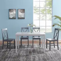 TW485PCXBGY McHale White and Gray 5 Piece Dining Room Set - Walker Edison