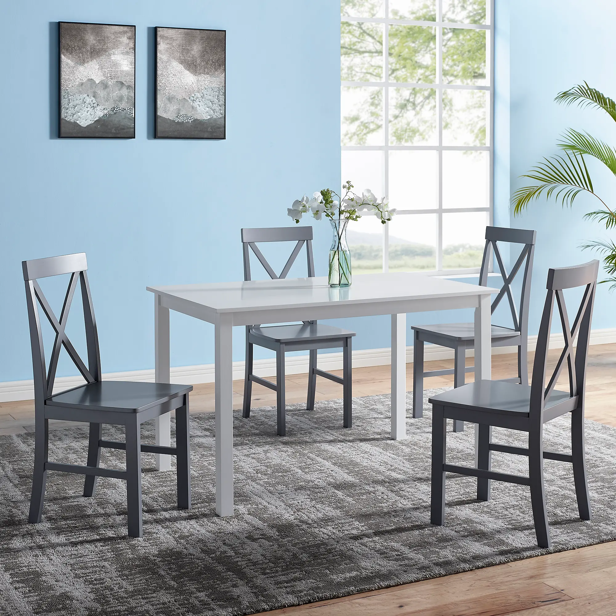 TW485PCXBGY McHale White and Gray 5 Piece Dining Room Set - Walker Edison-3