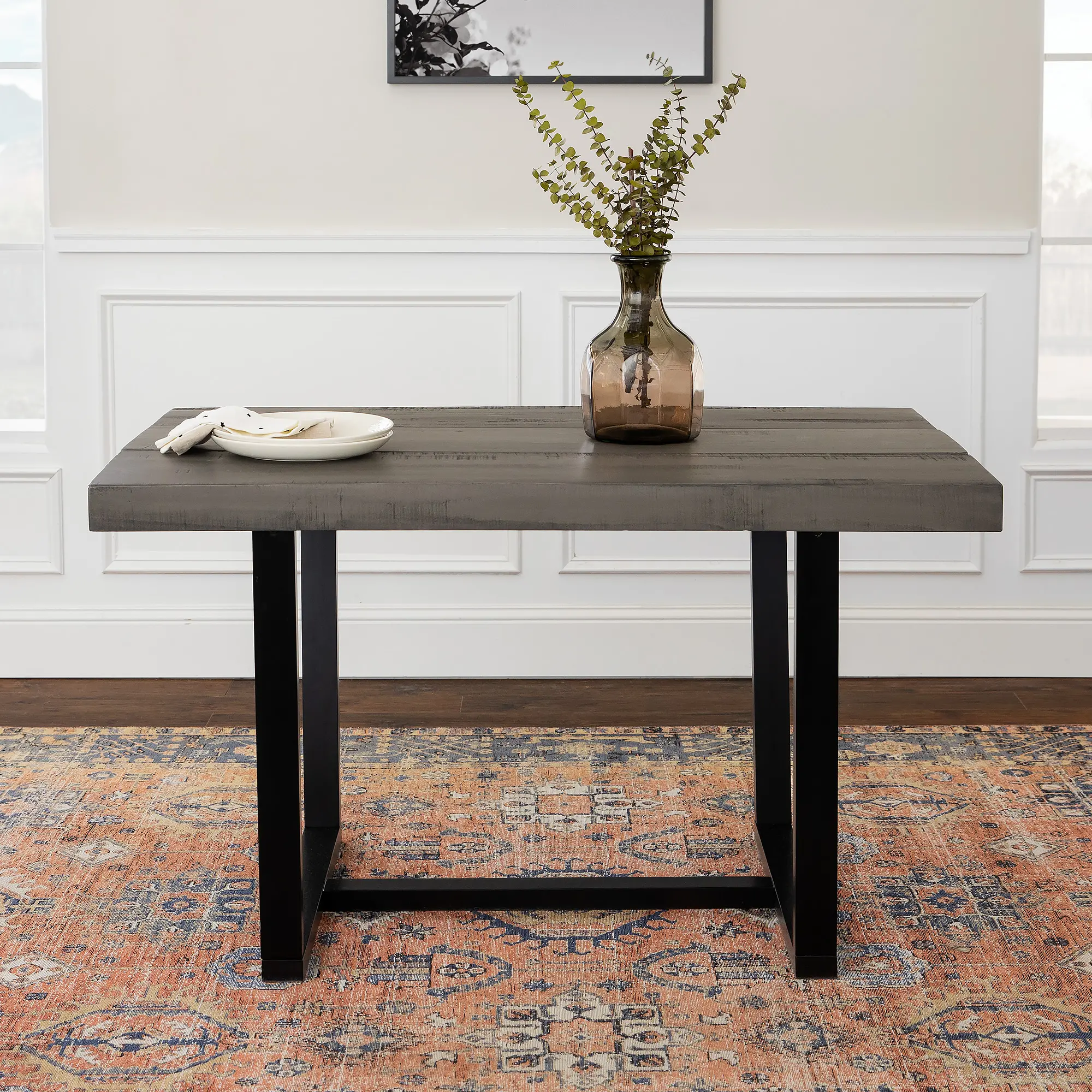 TW52DSWGY Durange Rustic Gray Dining Room Table - Walker Edison-2