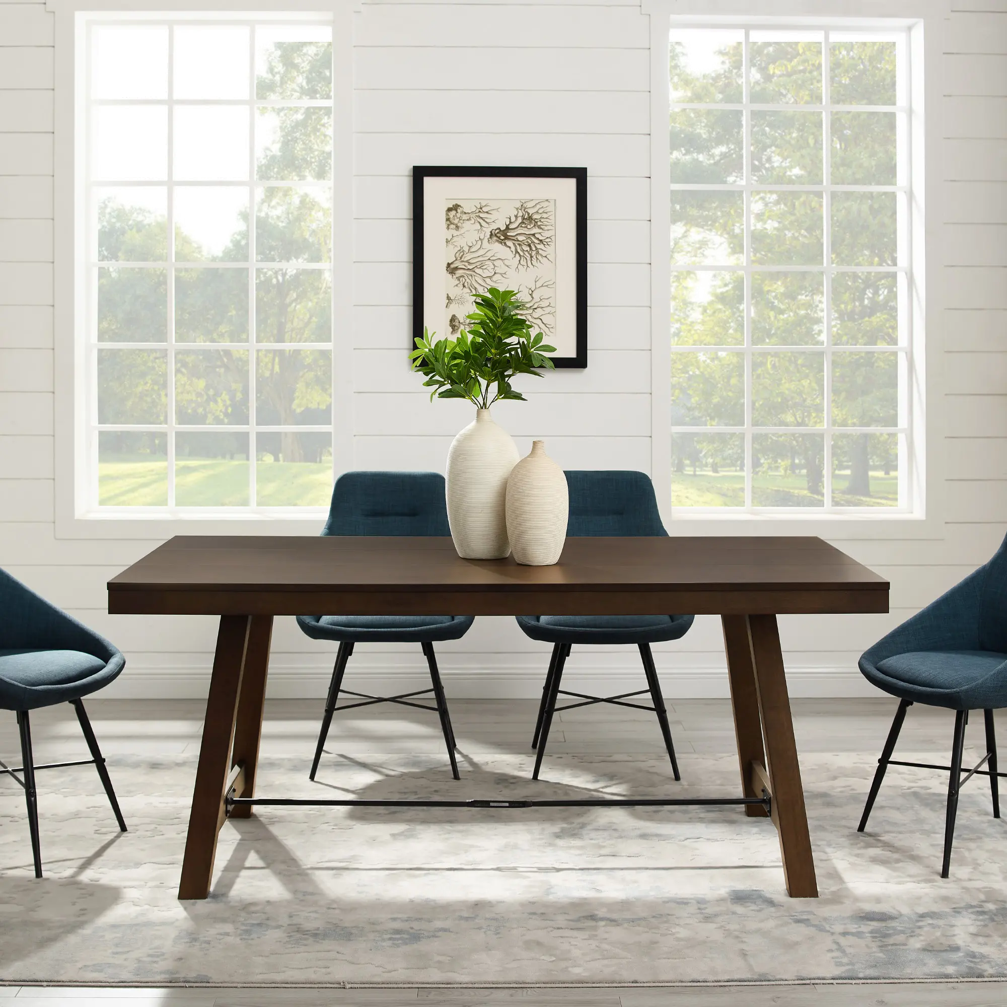 TW70TRSDBO Dark Brown Trestle Dining Room Table - Walker Edison-1