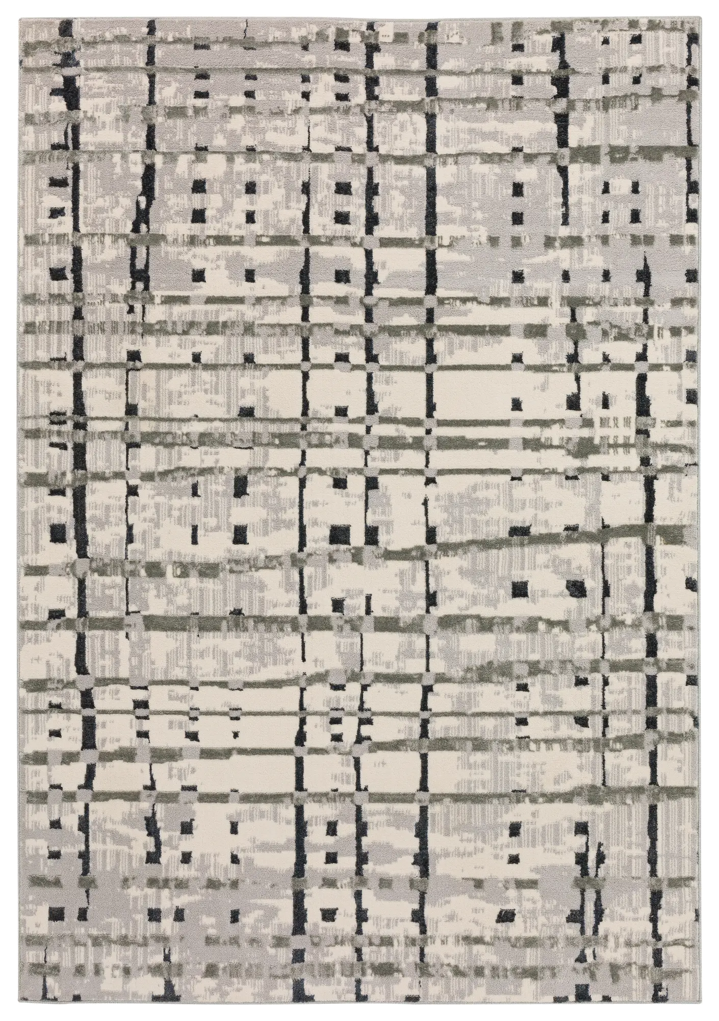 KM4GR5X7-KARMA Karma 5 x 8 Abstract Gray Area Rug-1