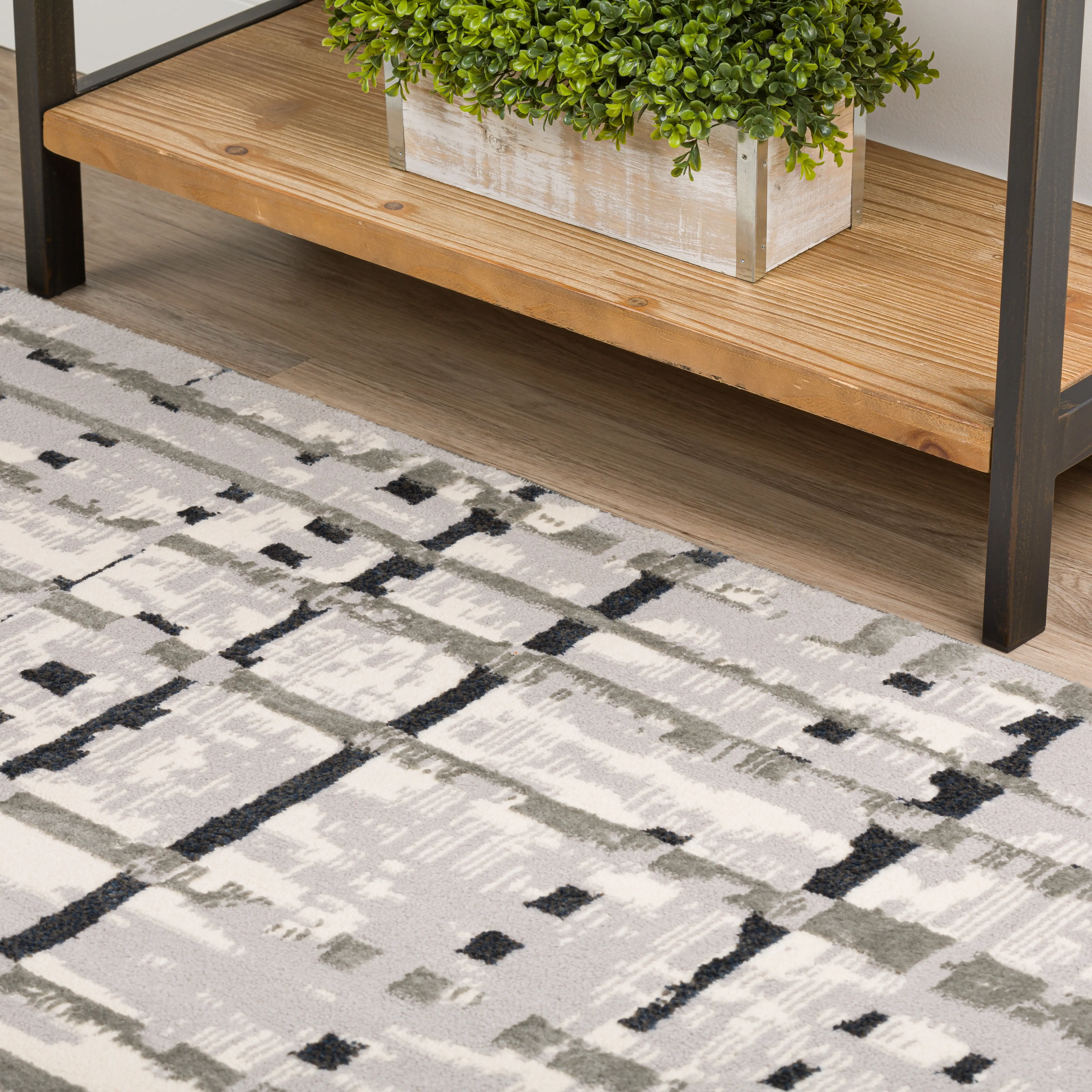 KM4GR5X7-KARMA Karma 5 x 8 Abstract Gray Area Rug-6