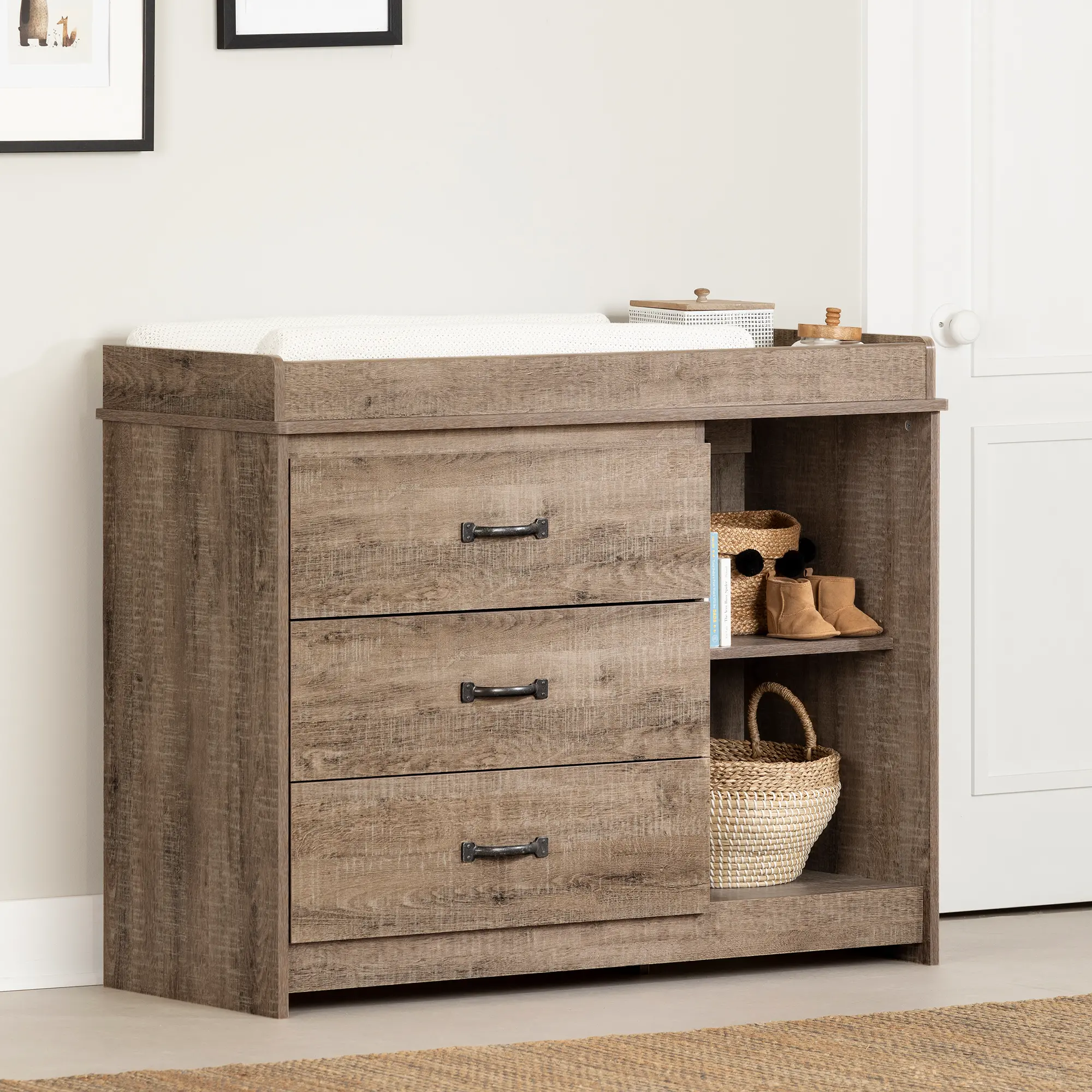 13285 Tassio Farmhouse Weathered Oak Changing Table - South Shore-2