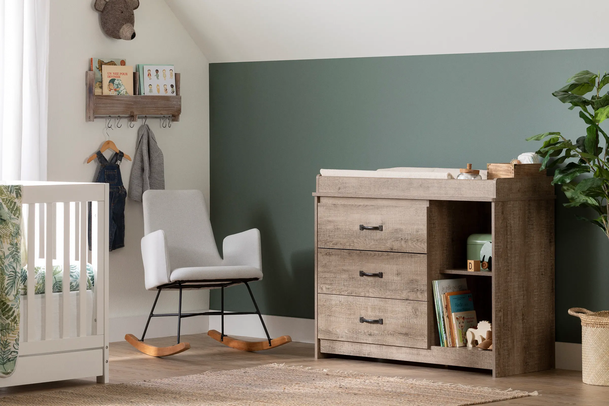 13285 Tassio Farmhouse Weathered Oak Changing Table - South Shore-6