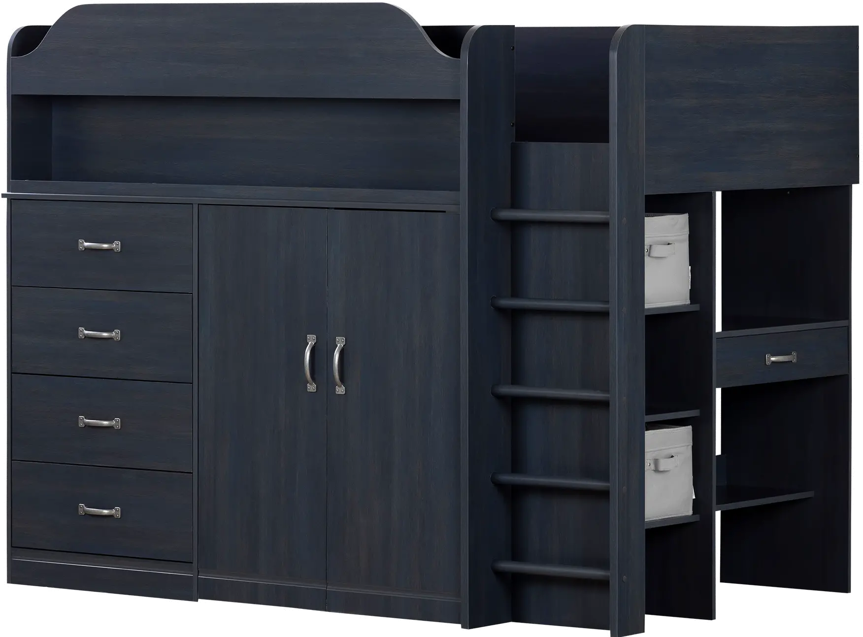 12395 Asten Contemporary Blue Twin Loft Bed - South Shore-1