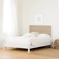 13214 White and Elm Full Platform Bed with Headboard - South Shore
