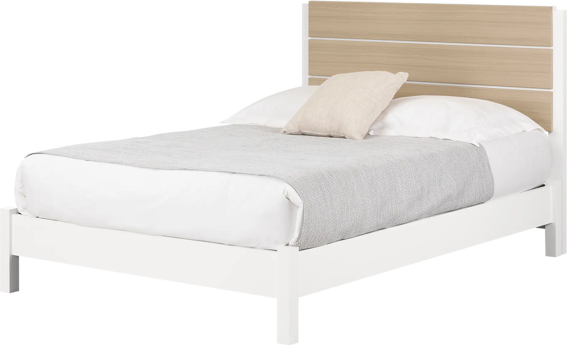 13214 White and Elm Full Platform Bed with Headboard - South Shore-1