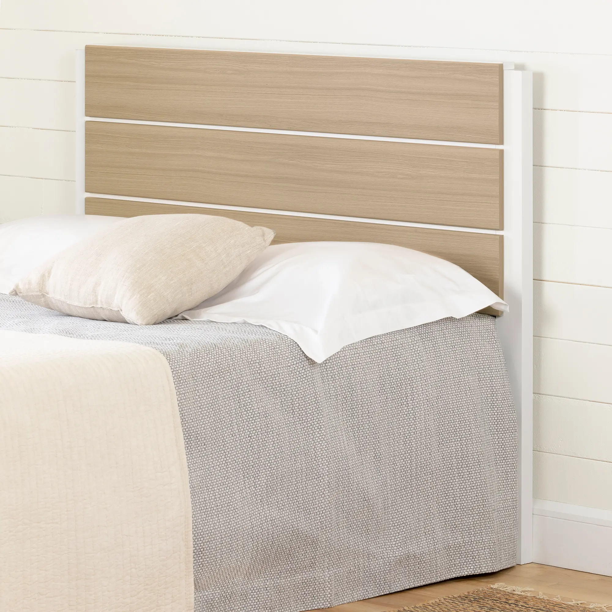 13206 Contemporary White and Elm Full Headboard - South Shore-2