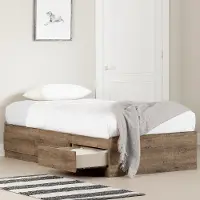 13719 Farmhouse Weathered Oak Twin Mates Storage Bed - South Shore