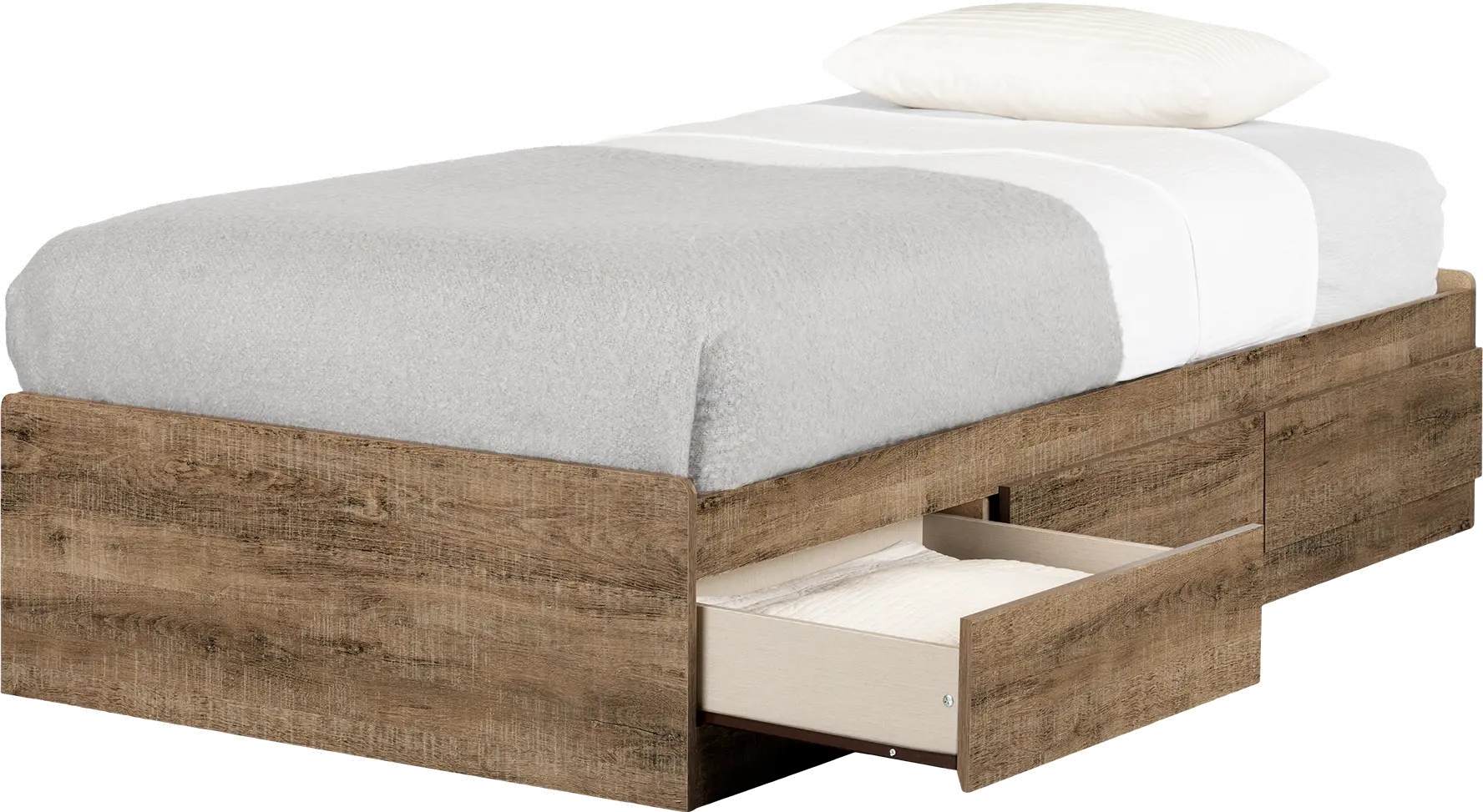 13719 Farmhouse Weathered Oak Twin Mates Storage Bed - South Shore-1