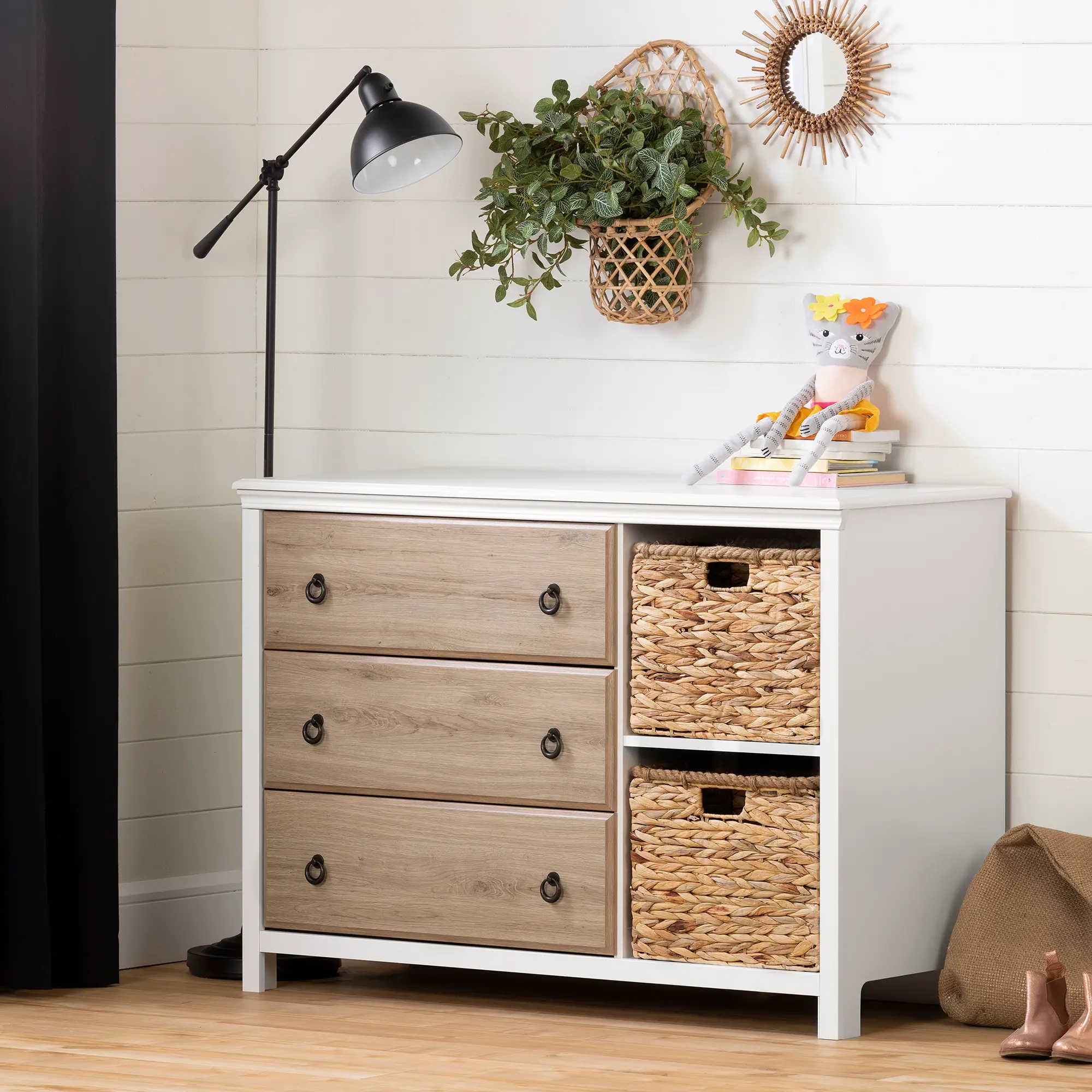 12896 Cotton Candy Oak 3 Drawer Dresser with Baskets - South Shore-2