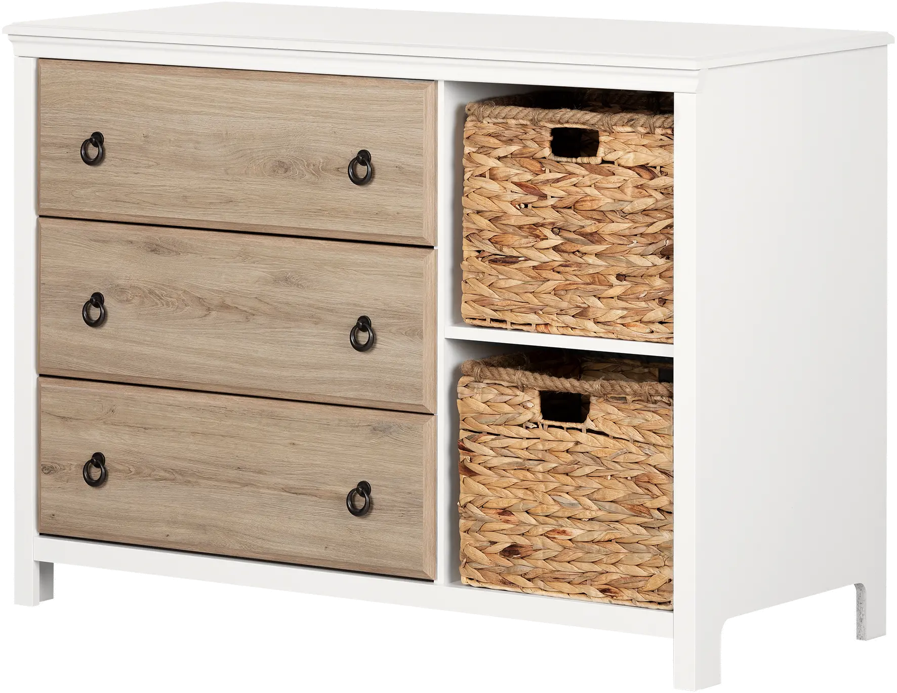 12896 Cotton Candy Oak 3 Drawer Dresser with Baskets - South Shore-1