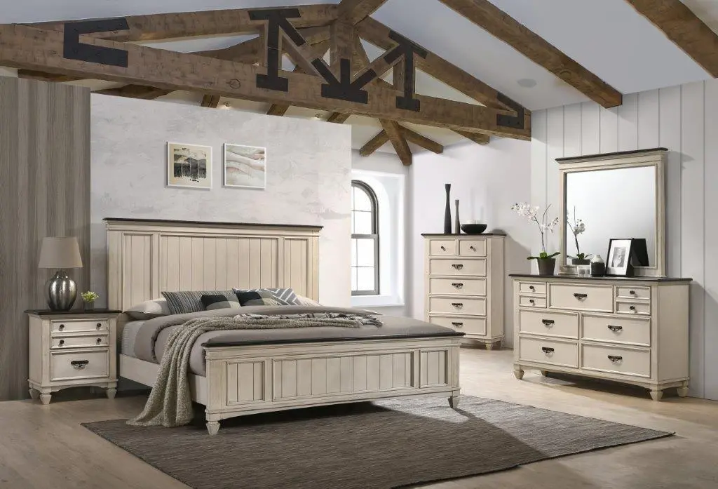 Antique Chalk White 4 Piece Queen Bedroom Set- Sawyer-1