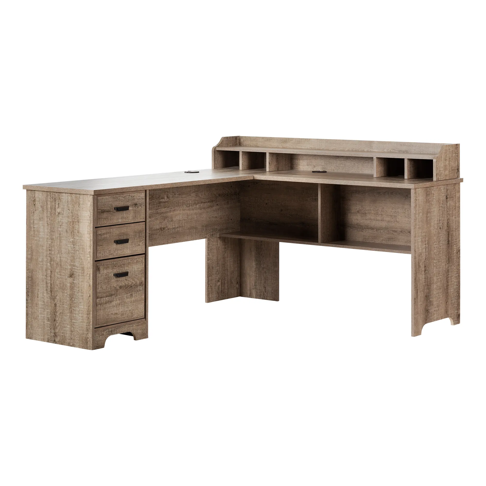 13108 Versa Weathered Oak L-Shaped Desk-1