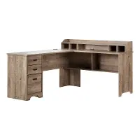 13108 Versa Weathered Oak L-Shaped Desk