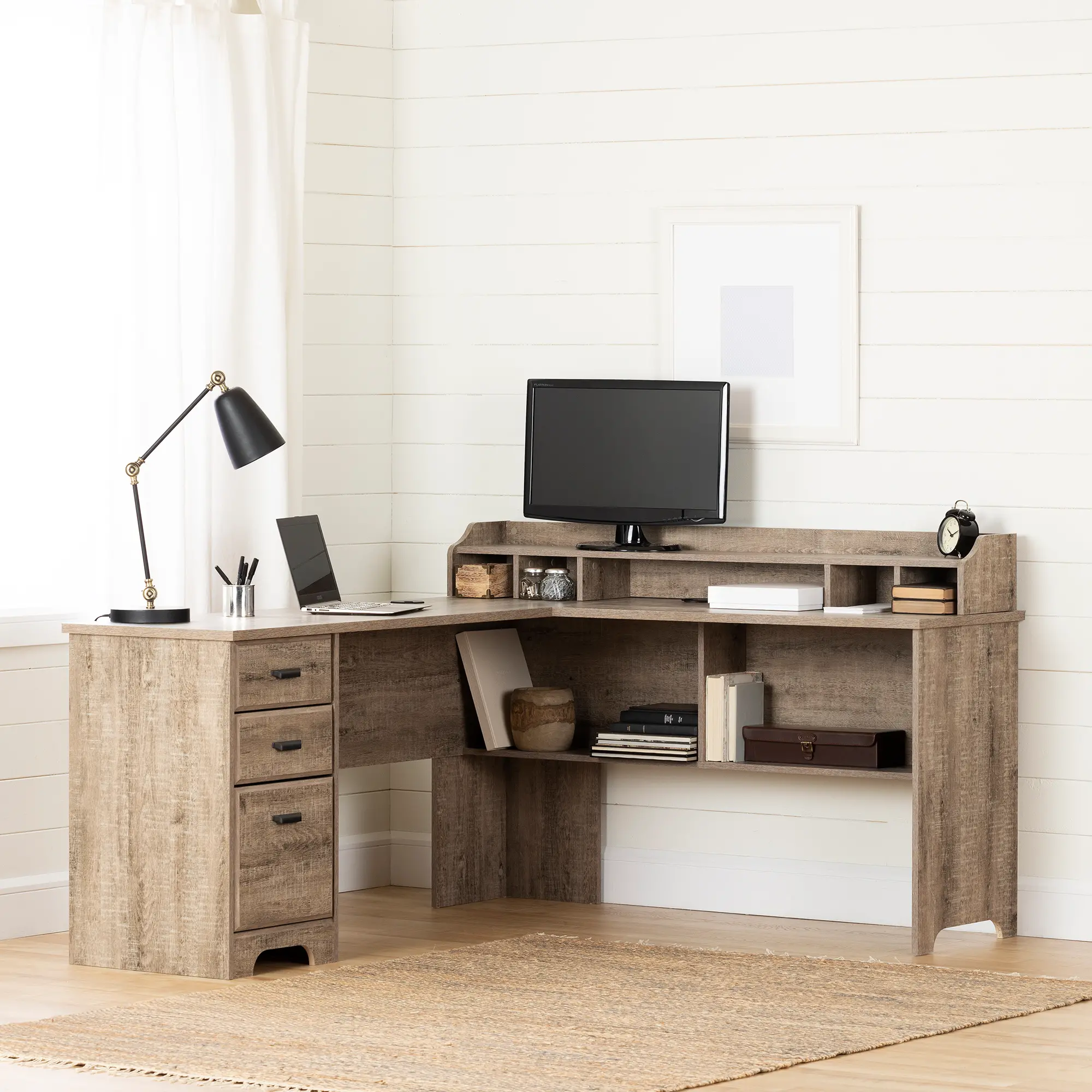 13108 Versa Weathered Oak L-Shaped Desk-2