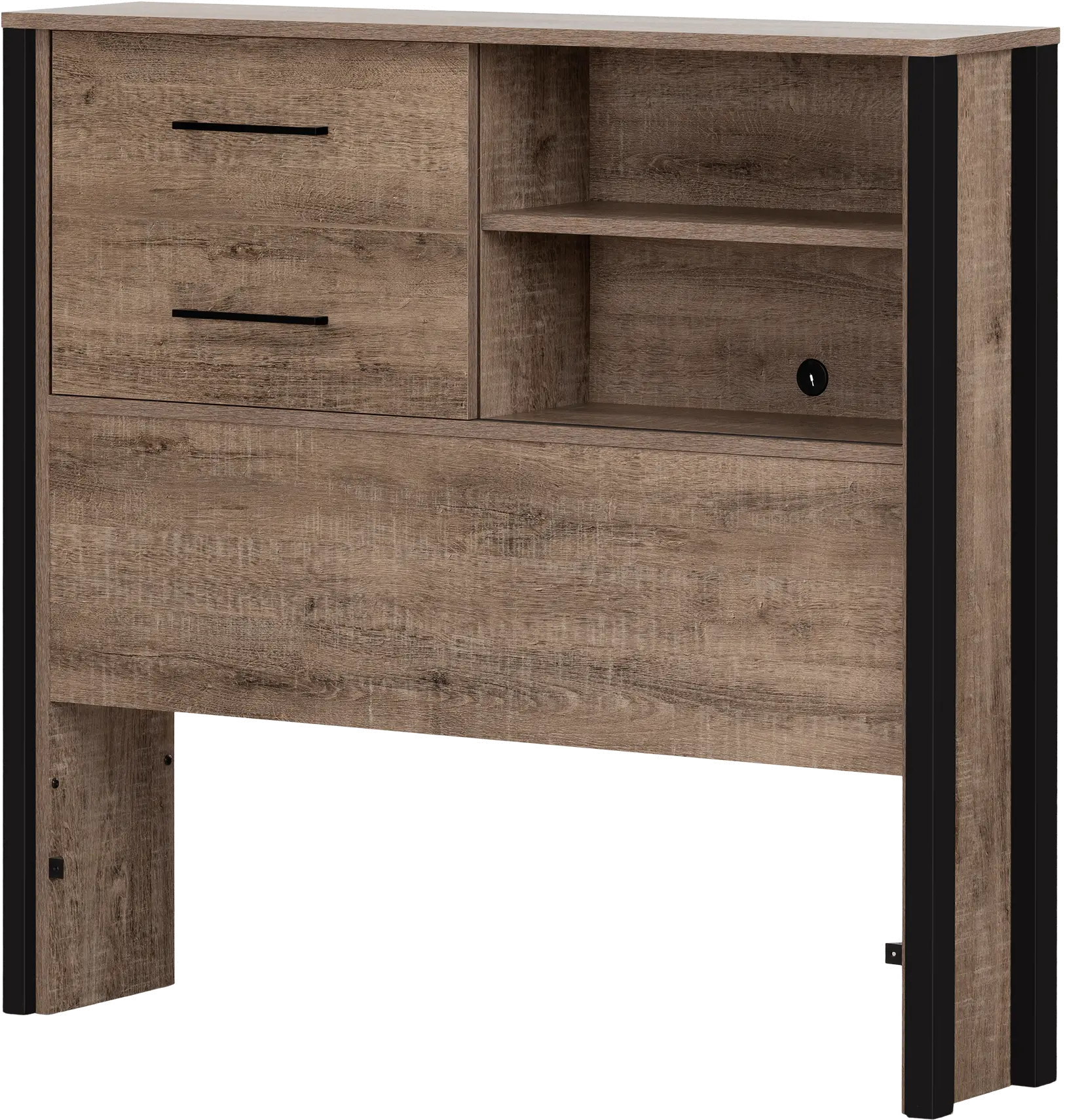 13202 Munich Weathered Oak Bookcase Headboard - South Shore-1
