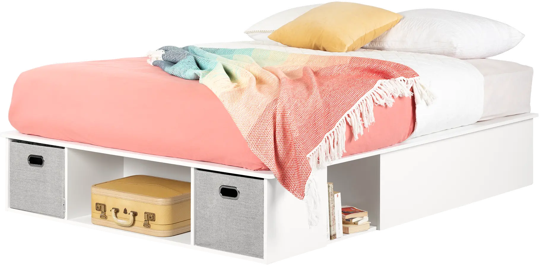 13131 Vito Pure White Storage Bed - South Shore-1