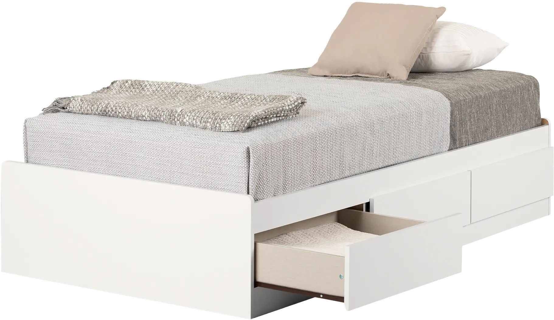 13718 Munich Contemporary White Twin Mates Storage Bed - South Shore-1